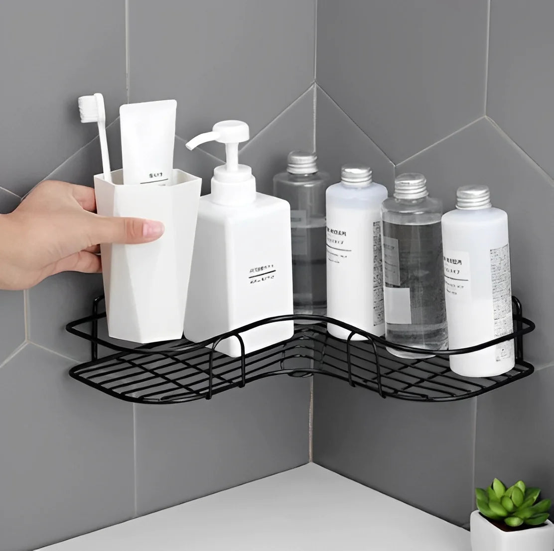 KIT 2 Shelves Stand With High Wall Stickers Bathroom Kitchen Laundry Shampoo And Soap-Nevedie Store