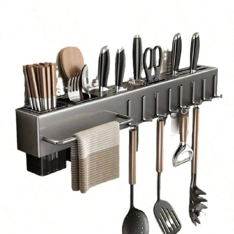 Organizer Kitchen Wall Shelf Storage Spices Rack Knife Holder Seasonings Chopsticks Spoon Compact Practical Shovels